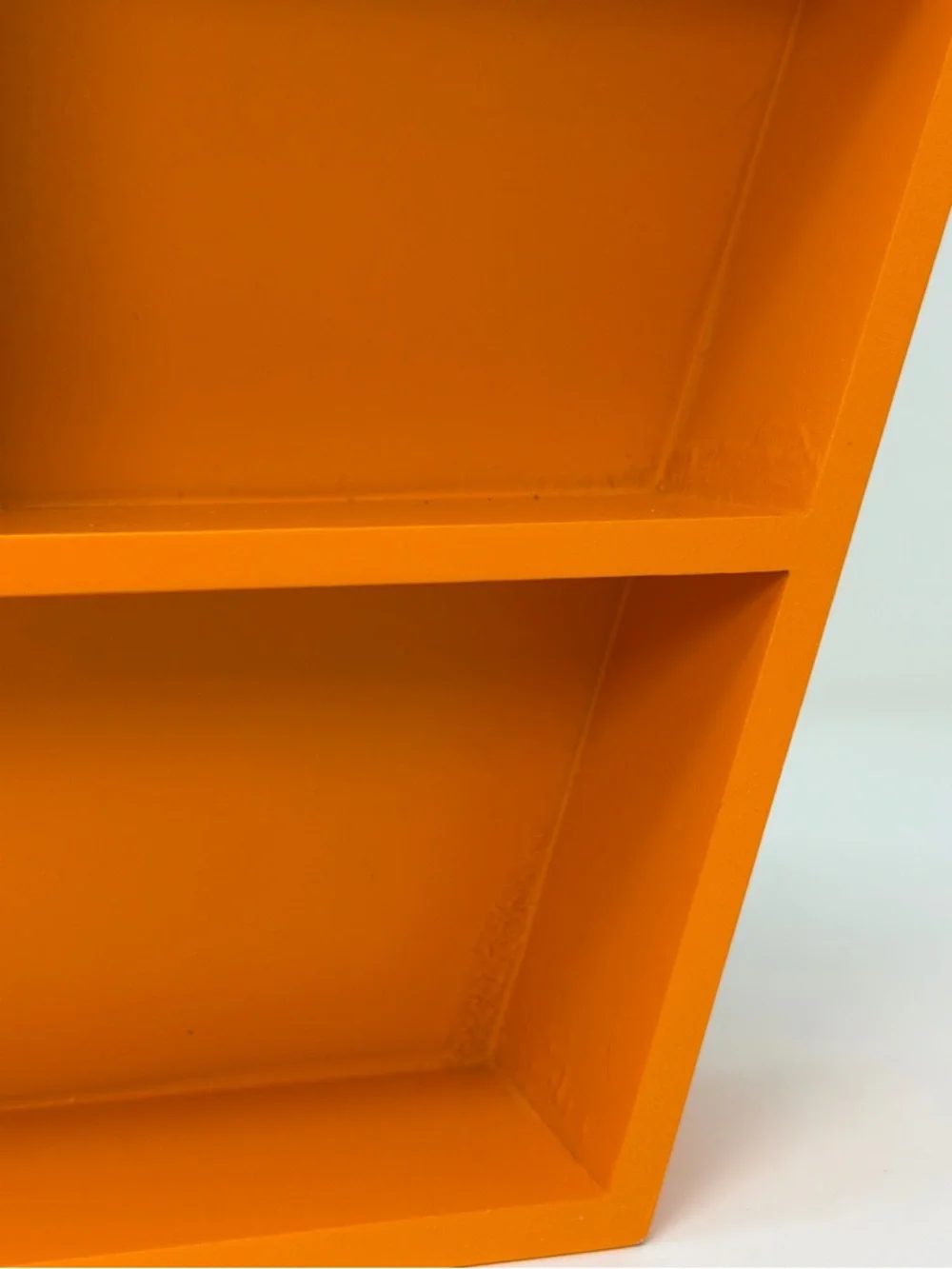 Orange Wall Shelf Trinket Display Organizer Geometric Hanging 10in